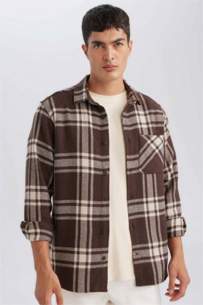 Regular Fit Plaid Lumberjack Flannel Long Sleeve Shirt