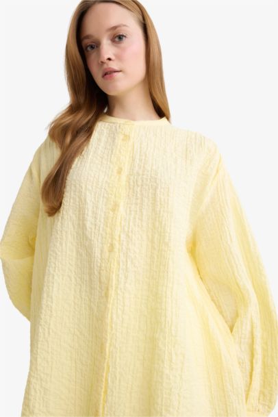 Relax Fit Wowen Fabrics Crew Neck Long Sleeve Tunic