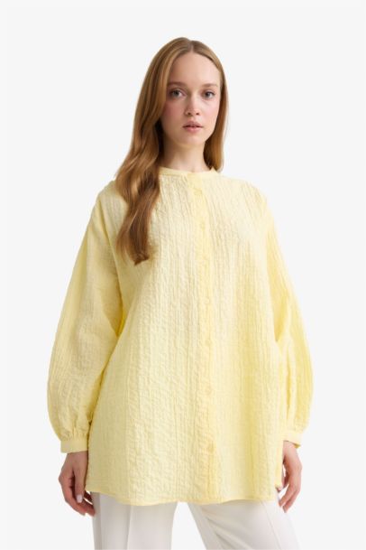 Relax Fit Wowen Fabrics Crew Neck Long Sleeve Tunic