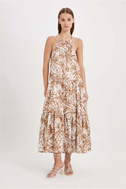 Robe Maxi Coupe A sans Manches en Mousseline avec col licou