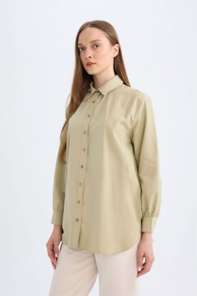 تونيك كم طويل سامبل بوبلين قصة مريحة