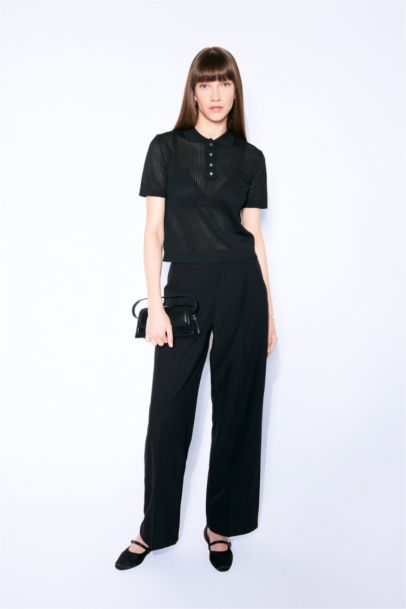 Pull en tricot à col polo Coupe régulière