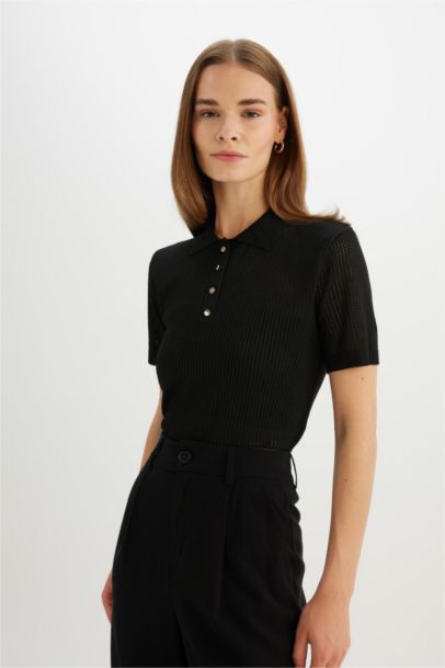 Pull en tricot à col polo Coupe régulière