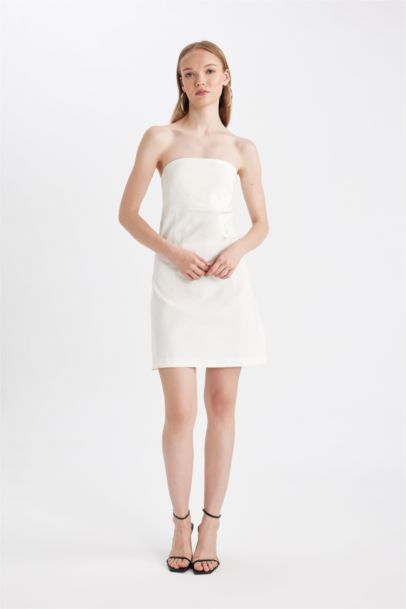Strapless Bengalin White Mini Dress