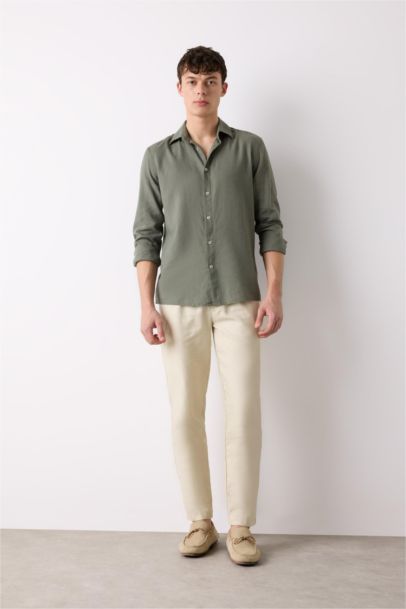 Relax Fit Straight Leg Cotton Summer Fabric Trousers