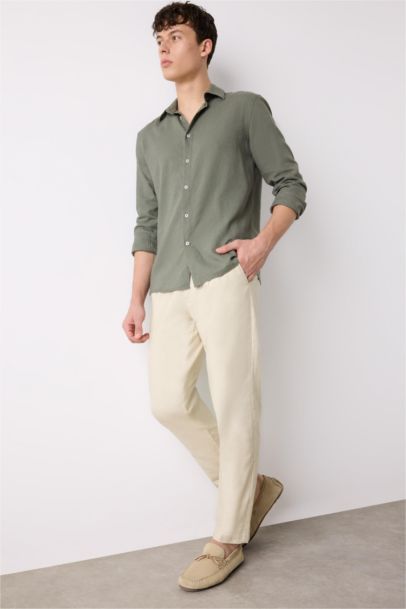 Relax Fit Straight Leg Cotton Summer Fabric Trousers