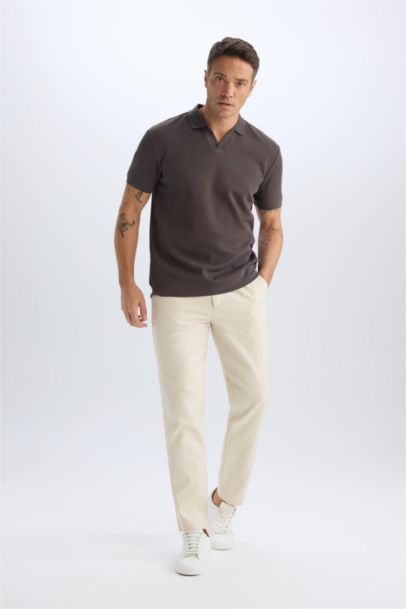 Relax Fit Straight Leg Cotton Summer Fabric Trousers