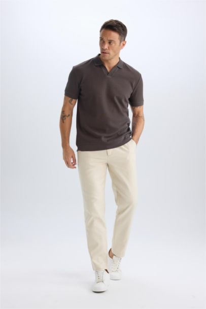 Relax Fit Straight Leg Cotton Summer Fabric Trousers