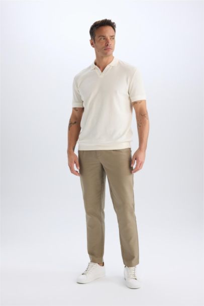 Relax Fit Straight Leg Cotton Summer Fabric Trousers