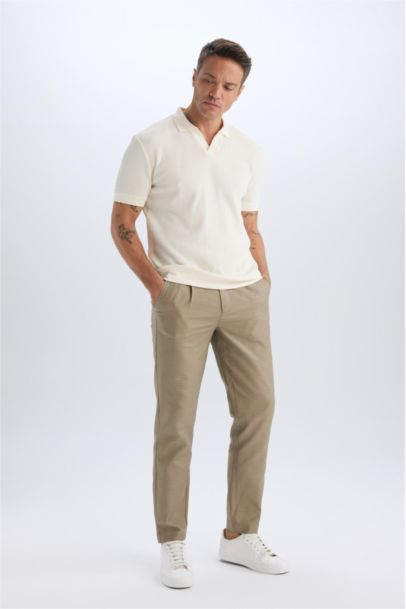 Relax Fit Straight Leg Cotton Summer Fabric Trousers