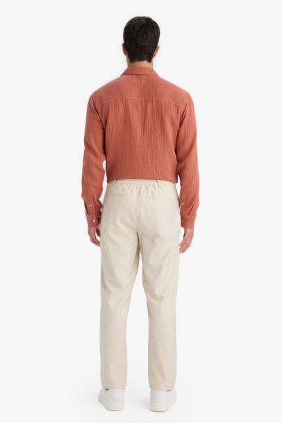 Regular Fit Straight Leg Cotton Trousers