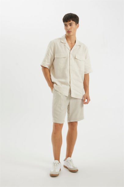 Linen Blend Bermuda Shorts