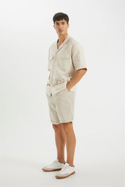 Linen Blend Bermuda Shorts