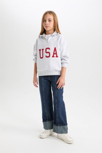 Sweat-shirt à Coupe décontractée et à demi-fermeture éclair