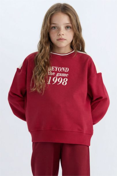 Girl Relax Fit Crew Neck Printed Sweatshirt