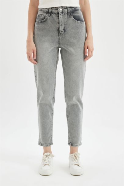 Mom Jean Taille haute Ample et confortable délavé longueur Cheville