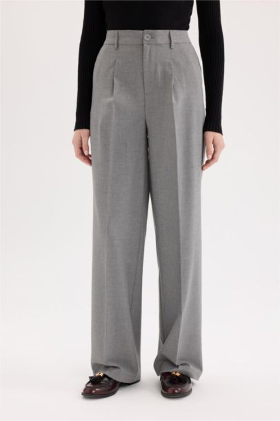 Wide Leg High Waist Standard Length Basic Classic Trousers