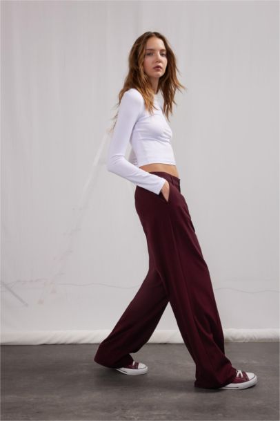 Wide Leg Klasik Kumaş Pantolon Geniş Bol Paça Çift Cepli Yüksek Bel Standart Boy Basic Düz