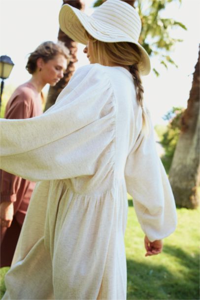 فستان طويل قطن قصة عادية من Manuka x DeFacto