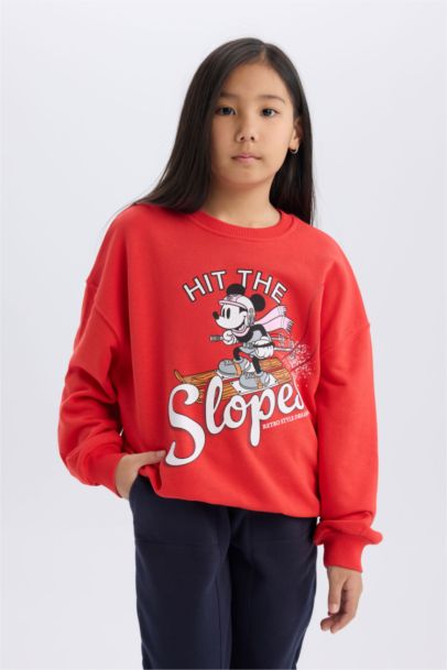 Sweat-shirt Oversize à Col rond Mickey & Minnie pour Fille