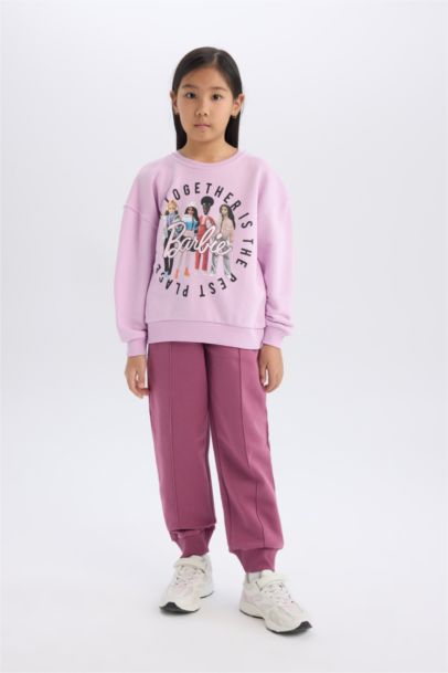 Barbie Relax Fit Bisiklet Yaka Sweatshirt Kız Çocuk