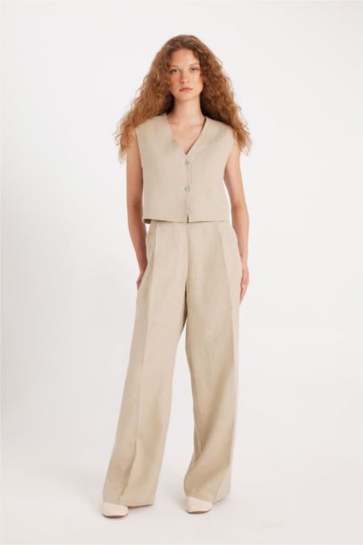 Manuka x DeFacto V-Neck Linen Blazer Vest