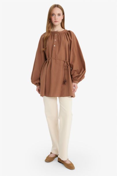 Relax Fit Muslin Long Sleeve Tunic