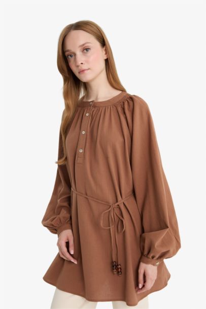 Relax Fit Muslin Long Sleeve Tunic