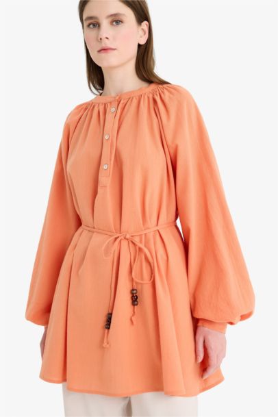 Muslin Basic Laced Long Sleeve Tunic