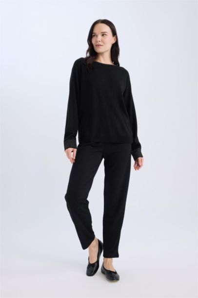 Straight Fit Regular Hem Trousers