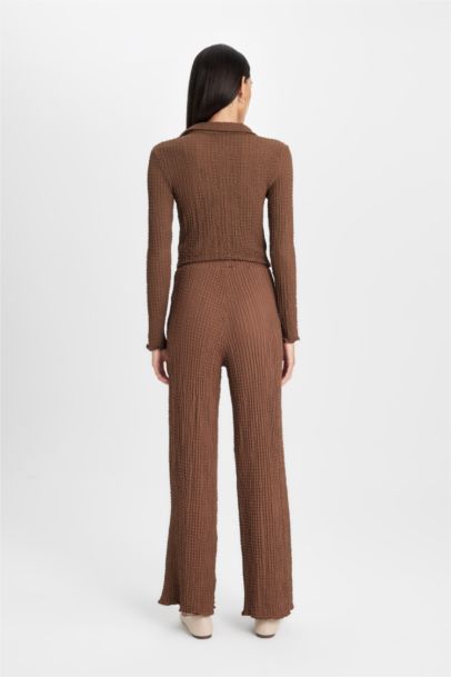 سروال سامبل سادة منسوج قصة عادية وخصر مطاطي