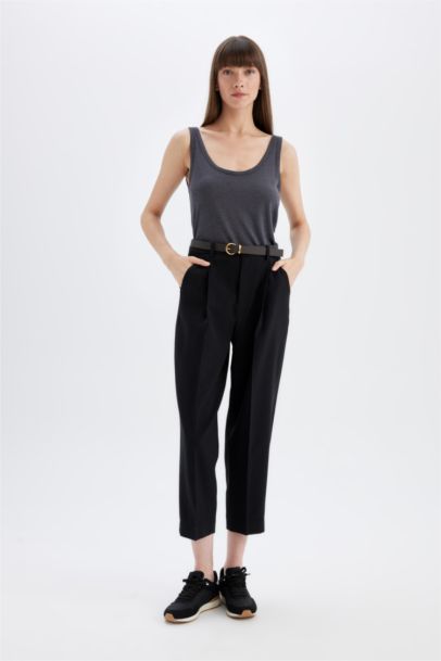 Débardeur en Lin Mélangé coupe régulière à Col Rond