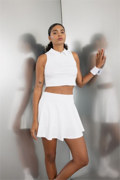 Polo Neck Sports Crop Top