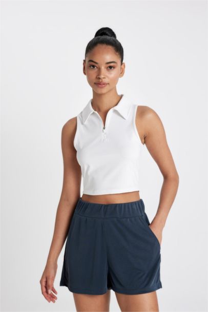 Polo Neck Sports Crop Top