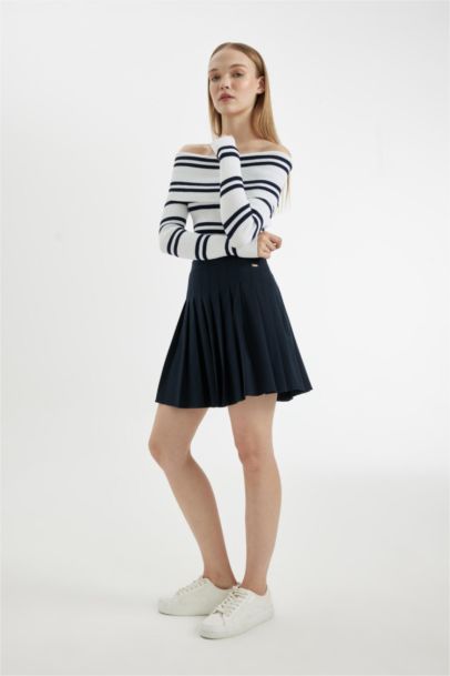 Pleated High Waist Mini Skirt