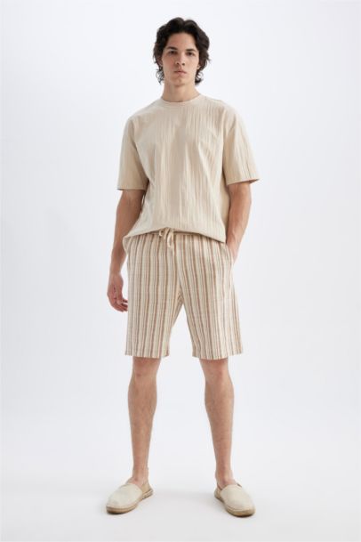 Regular Fit Elastic Banded Leg Bermuda Shorts