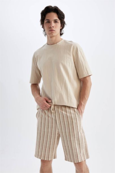 Regular Fit Elastic Banded Leg Bermuda Shorts