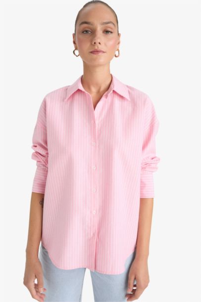 Oversize Fit Striped Oxford Shirt