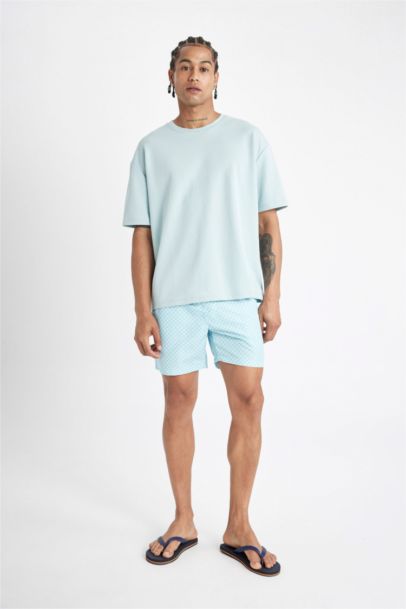 Patterned Short Swim Shorts