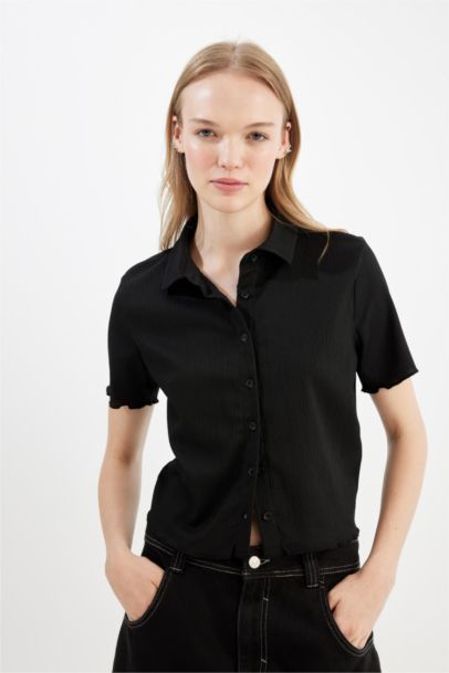 قميص نص ردن منسوج مخصر