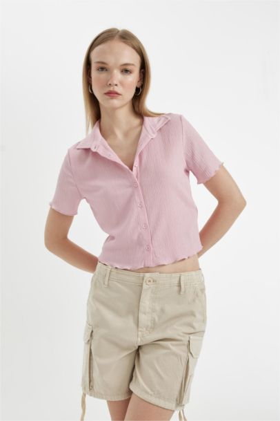 Fitted Wrinkled Short Sleeve Shirt