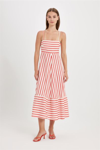 Robe Babydoll en Coton sans Manches imprimée à col Carrée