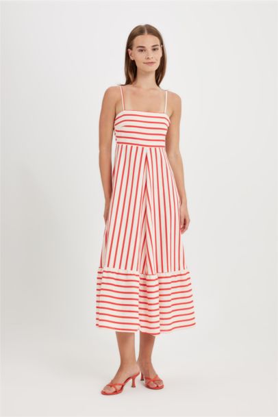 Robe Babydoll en Coton sans Manches imprimée à col Carrée