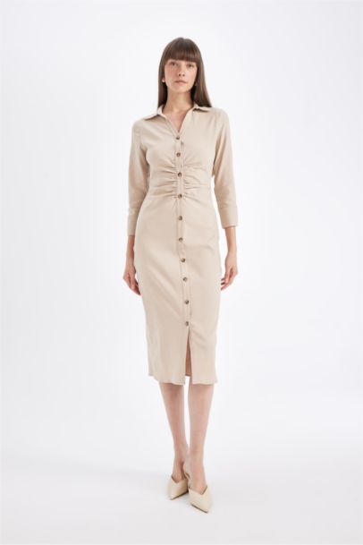 Bengaline Half Sleeve Midi Dress