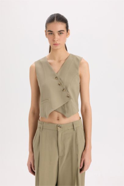 Asymmetric V-Neck Sensual Vest
