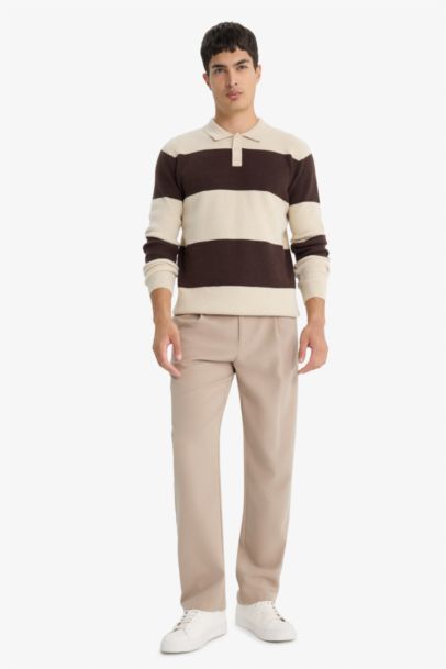 Свитер стандартного кроя с поло воротником