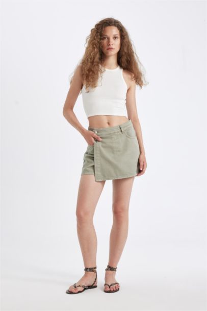 High Waist Denim Skort