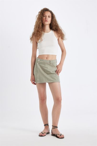 High Waist Denim Skort