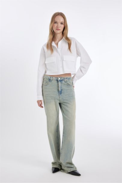 Oversize Wide Pattern Pocket Poplin Shirt