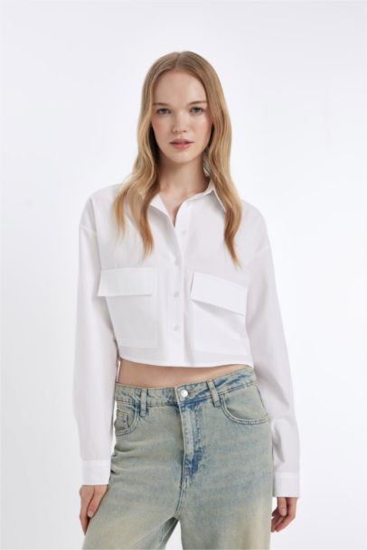 Oversize Wide Pattern Pocket Poplin Shirt